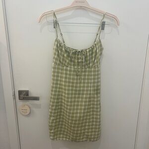 Brandy Melville Light Green Plaid Dress